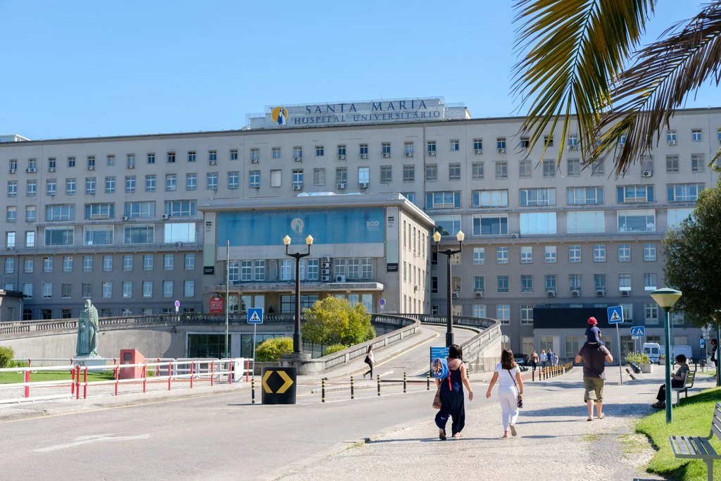 Hospital de Santa Maria, the university hospital in Lisbon, Portugal, part of the SNS national health service where patients use their SNS health number